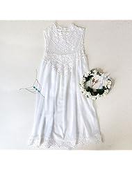 Sexy Cotton/Polyester Floral Print Mesh Lace Sleeveless  Dress