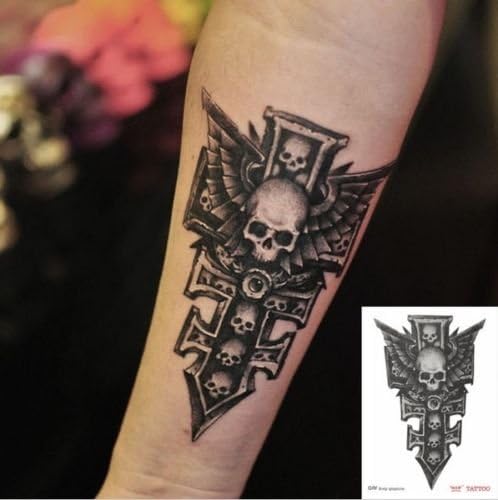 GeAiFei Waterproof High Quality Temporary Tattoo Sticker "Skull Sword" -10.2*15.2 cm