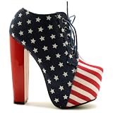 Spy Love Buy Lucia American Flag Block Heel Laced Concealed Platform Ankle Boots