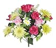 Artificial 22" Beauty/Green/Pink Rose/Gerbera/Hydrangea Bush