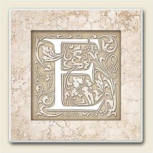 AbsorbaStone Coaster set~ Monogram Initial E ~ 4 Tile Drink Coasters ~ code 572C