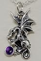 Sterling Silver Dragon Pendant with a Genuine Stone Accent