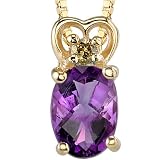 Breathtaking Splendor 0.75 cts Oval Checkerboard Amethyst Diamond Pendant 14Kt Yellow Gold
