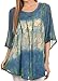 Sakkas Ellesa Ombre Tie Dye Circle Poncho Blouse Shirt Top with Sequin Embroidery