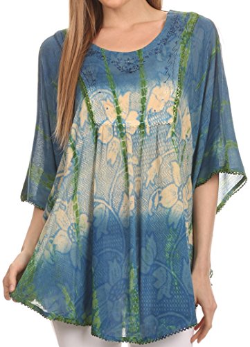 Sakkas 14031 - ellesa ombre tie dye circle poncho blous…