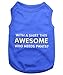 Parisian Pet Dog Tshirt - Embroidered “ Awesome “ Dog Shirt - Pure Cotton and Lightweight Dog Clothes - Blue Sleeveless Dog Tee Shirts - Cute Puppy Clothes - Dog Shirts for Large Dogs Boy - XL