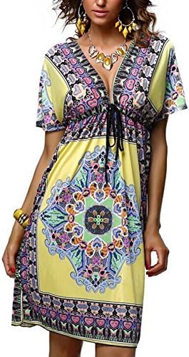 IBobo Fashion Women Loose Sexy V Neck Bohemia Summer Dress Batwing Sleeves Beach Wear