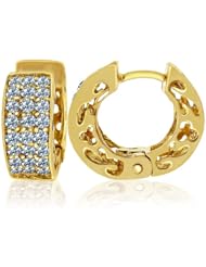 14K Yellow Gold 1/2 Carat Pave Diamond Huggie Hoop Earrings