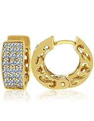 Pave Diamond Huggie Hoop Earrings 14K Yellow Gold (1/2cttw)