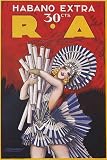 CIGARETTE HABANO EXTRA 30 CTS R.A SHOW GIRL VINTAGE POSTER REPRO