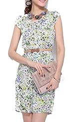 Floral Print Short Spring Chiffon  Dress