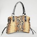 Large Snake Print Leather Handbag Purse By Fash