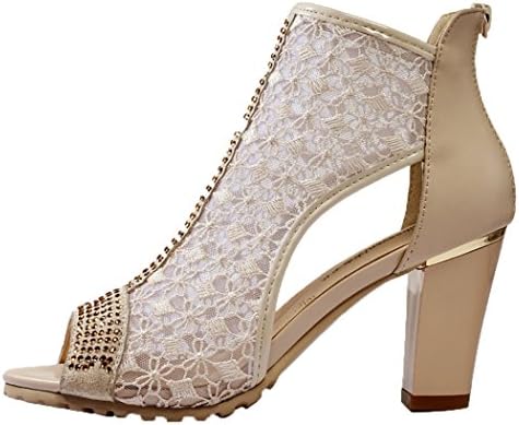 WUXING Women's Thick Mesh Openwork Elegant Fashion Sandals(8.5 B(M)US, beige)