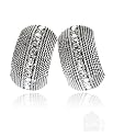 Silver Ocean Wave Rhinestone With Silver Round clip on earring