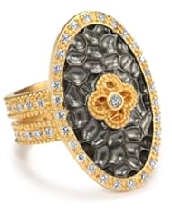 Freida Rothman Belargo Jewelry " HAMPTON" Large Two Tone Oval Floral Ring