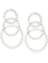 Amrita Singh "Aztec" 3 Interlocking Ovals with Hammered Silver Metal Earrings