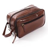 Leather Wash Bag (dark tan glaze)