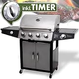 EDELSTAHL GASGRILL MIT TIMER GAS GRILL GRILLWAGEN BARBECUE BBQ mit TIMER!