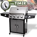 EDELSTAHL GASGRILL MIT TIMER GAS GRILL GRILLWAGEN BARBECUE BBQ mit TIMER!