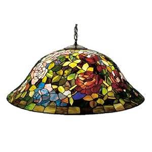 28 Inch W Tiffany Rosebush Pendant Ceiling Fixture