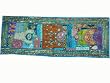 Blue Table Runner Vintage Sari Patchwork Wall Tapestry Ethnic Decor