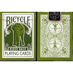 Green Bicycle Elephant Tsunami Playing Cards Rider Back Poker Size Regular Index by