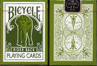 Green Bicycle Elephant Tsunami Playing Cards Rider Back Poker Size Regular Index