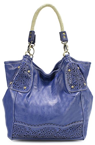 Scarleton Laser Cut Handbag H108007 - Blue