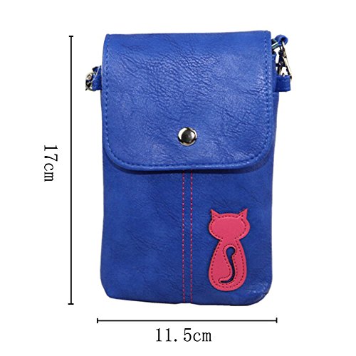Gonezon - Blue PU Leather Universal Cell Phone Vertical Sleeve Cross-body Bag with Detachable Shoulder Strap and Card Slot for iPhone 6 Plus iPhone 6 5S Samsung Galaxy Note 4 Note Edge S5 S6 S6 Edge Alpha HTC One M8 M9 LG G3 G Pro G2 Nexus 5 Nokia Lumia Phones Sony Xperia Series BlackBerry + Dolphin Decorate Strap