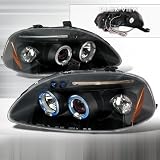 96 97 98 Honda Civic Halo Projector Headlights - Black (Pair) by