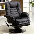 Swivel Recliner Chair with Flair Tapered Arm in Black Leatherette