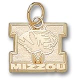 University of Missouri New M Mizzou Tiger Head 1/2 Pendant (Gold Plated)