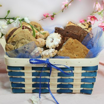 Royal Blue Cookie-Brownie Gift Basket by David