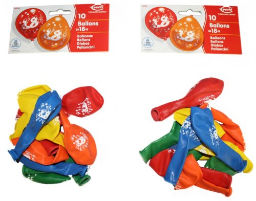 Everts 48958 - 2 x 10 Geburtstagsballons ""18"" im Beutel
