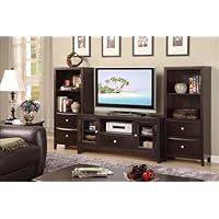 Media Storage Shelf with Metal Handles in Dark Espresso Finish