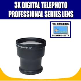 3x Digital Telephoto Professional Series Lens + Complimentary Super Deal Micro Fiber Cloth For The Canon DC410, DC420 DVD Camcorders