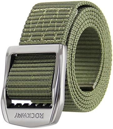 RockWay Men's Tactical Duty Nylon Belt Sturdy Alloy Buckle Thick Enough to Hang Holster or Knife 1.5inches Wide Army Green