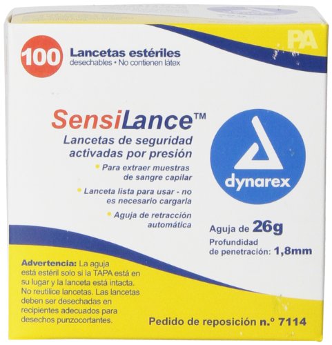 Dynarex Sensilance Safety Lancets, 26 Gauge, Sterile, 100 Count