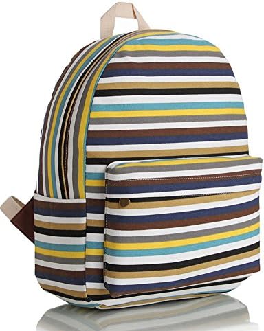 TOPEST Cute Lightweight Strip Rainbow Canvas School Backpack Bookbag Laptop Bag (WBYB)