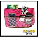 iGet (TM) Purse Organizer Insert Makeup Bag Cosmetic Travel Handbag (VIVID PINK)