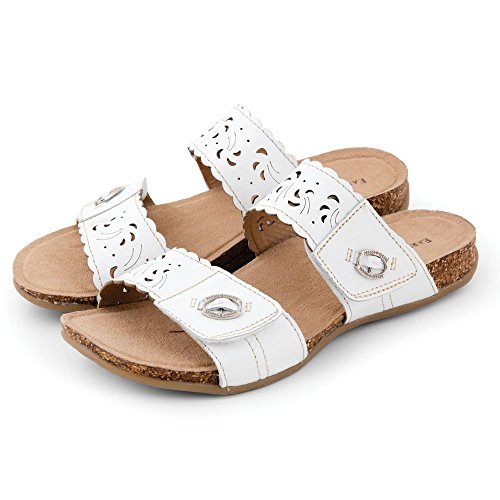 Earth Origin Tessa White Wide Sandals Women's Shoes Size