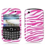 Pink / White Zebra Design Crystal Hard Skin Case Cover for Blackberry Curve ....