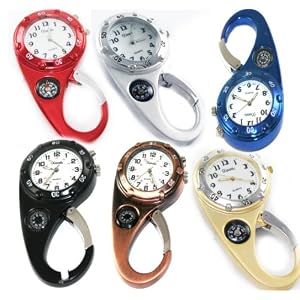Mens Sporty Metal Xanadu Clip Watch & Compass and Working Indiglo Light ~ YOU CHOOSE COLOR!