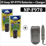 Cheap 2X Sony NPF970 L Series Camcorder Batteries for Sony DCR-VX2100, Sony HDR-FX1, Sony HDR-FX7, Sony HDR-FX1000, Sony HVR-AX2000, Sony HD1000U, Sony HVR-V1U, Sony HVR-Z1U, Sony HVR-Z5U, Sony HVR-Z7U & Sony HXR-NX5U + AC/DC Rapid Home and Car Charger !!!