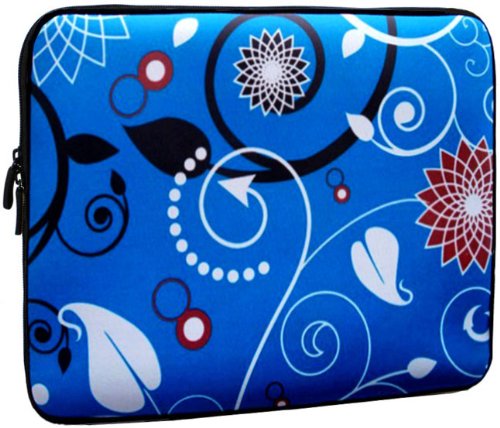 14 inch Blue Retro Leaves Floral Notebook Laptop Sleeve Bag Carrying Case for most of Macbook Acer ASUS Dell HP Sony Lenovo Toshiba