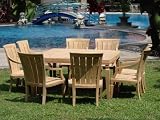 9 PC Teak Outdoor Patio - 72 Square Table, 8 Stylish Chairs - FREE SHIPPING