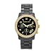 Women's Black Ceramic Link Bracelet Quartz Chronograph Two Tone Crystal