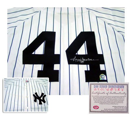 Reggie Jackson New York Yankees Hand Signed Rawlings Authentic Style Home Jersey