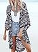 Persun Women Dark Blue Tribe Pattern 3/4 Sleeve Loose Kimono, Blue, Large