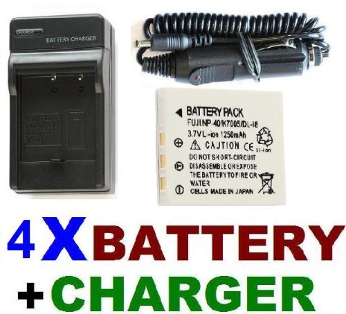 NEEWER® 4 NP-40 Batteries + Charger Set for Fuji Finepix V10, J50, L20 & MORE!